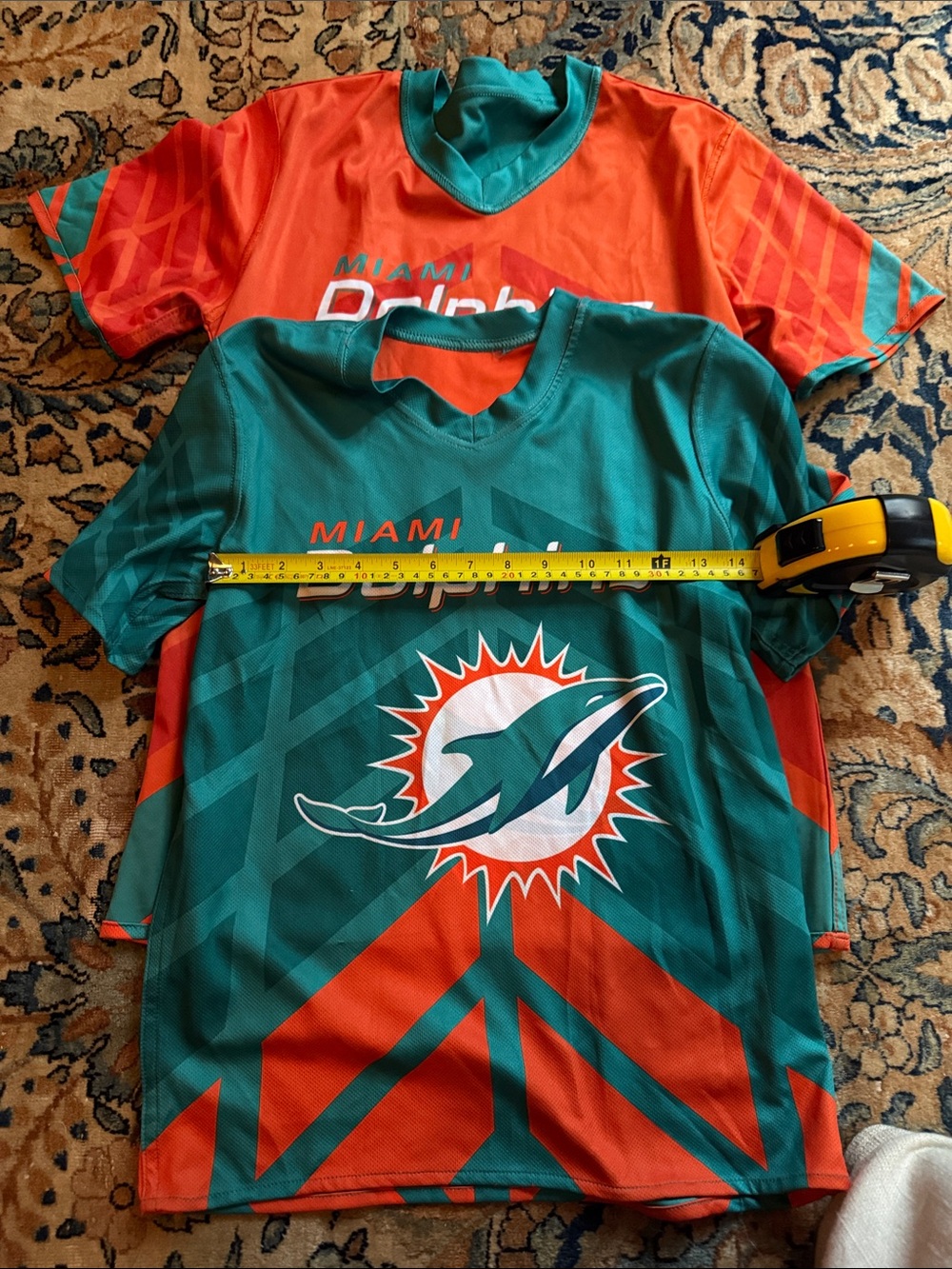 2 Kids Short Sleeve Team dolphins 🐬 Jersey - Teal & Orange medium and large